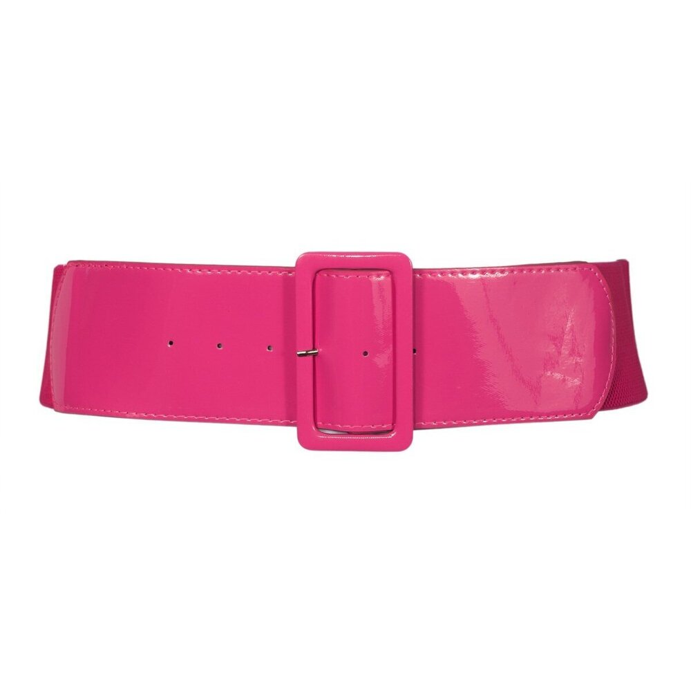 8388 Evogues Plus Size Wide Patent Leather Fashion Belt Pink- One